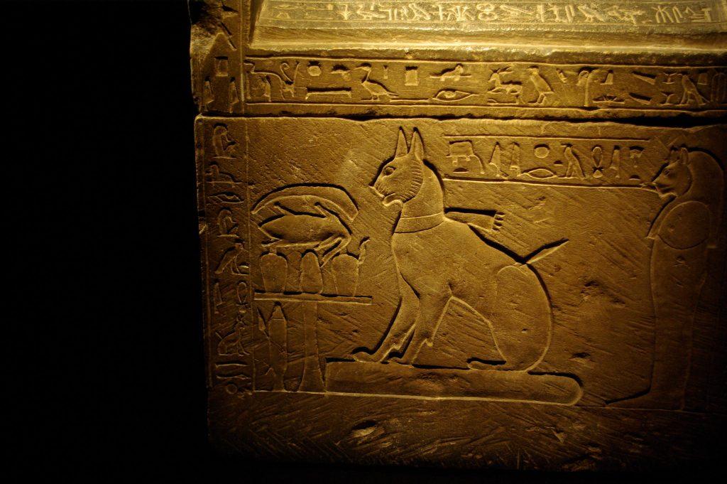 Golden cat in Egyptian hieroglyph for Egyptian form of pest control | Pest Defence.